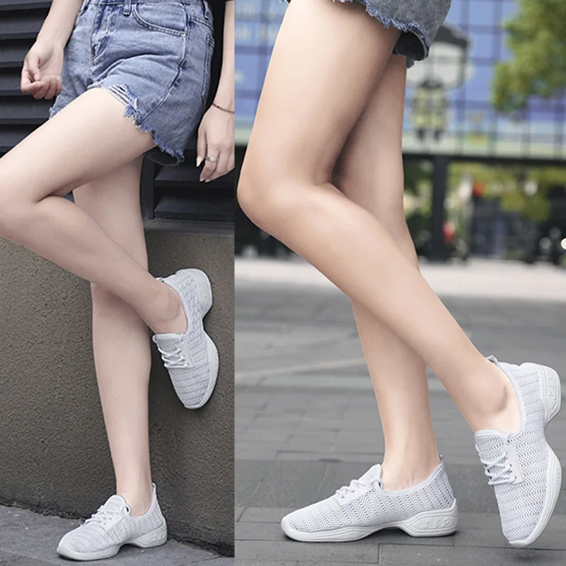 New Fashion Single Net Sports Feature Soft Outsole Breath Dance Shoes Sneakers for Woman Practice Shoes Modern Dance Jazz Shoes