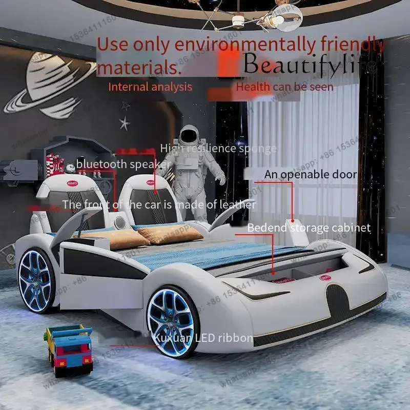 หัวเตียงดีไซน์ทันสมัยเต็มรูปแบบ โครงเตียงแบบรถหรูหรา ขนาดคิงไซส์ เฟอร์นิเจอร์ห้องนอนทันสมัย