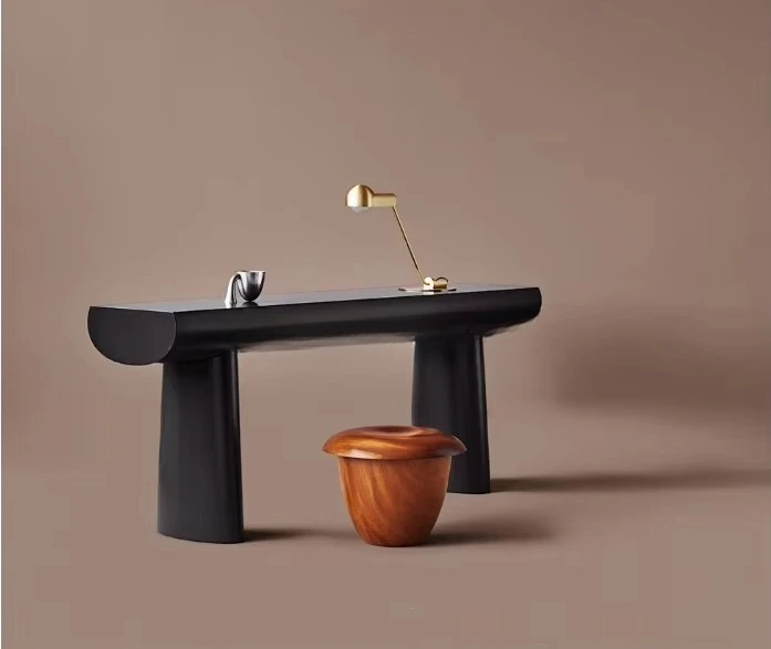 * High Quality American Style Contemporary Living Room Console Table Black Solid Oak Wood Side Table