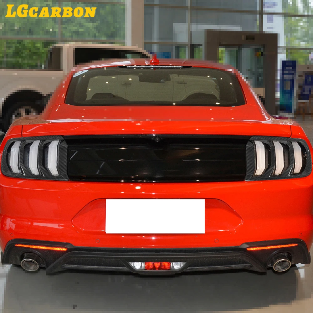 LGcarbon Fibra De Carbono Tail Light Trim, Lâmpada traseira Frame Case Capa para Ford Mustang 2014-2021, Decoração para amortecedor traseiro do carro