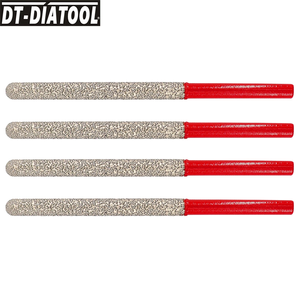 DT-DIATOOL 4pcs 7.2mm Diamond Mortar Raking Vacuum Brazed Bits Miling Finger Bit Round Shank Brick Removal Ceramic Tile Marble