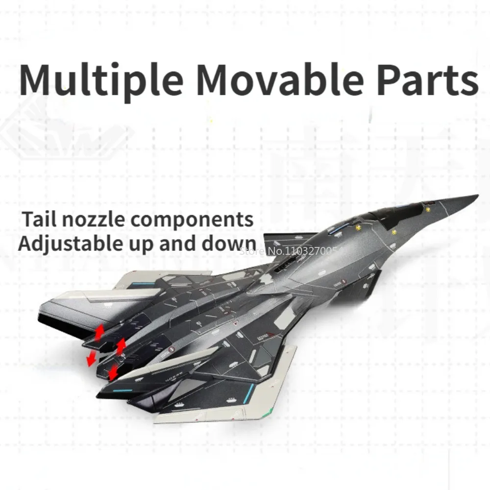 1/50 Alloy White Emperor Fighter Aircraft Toy Model Simulate Aviation Aircraft Ornament Multiple Movable Parts Aircraft Kids Toy