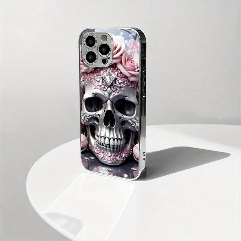 

Pink Rose Skull Phone Case for Samsung Galaxy S25 S24 S23 S22 S21 S20 S10 S9 S8 FE Plus Ultra 4G 5G Luxury Glass Cover