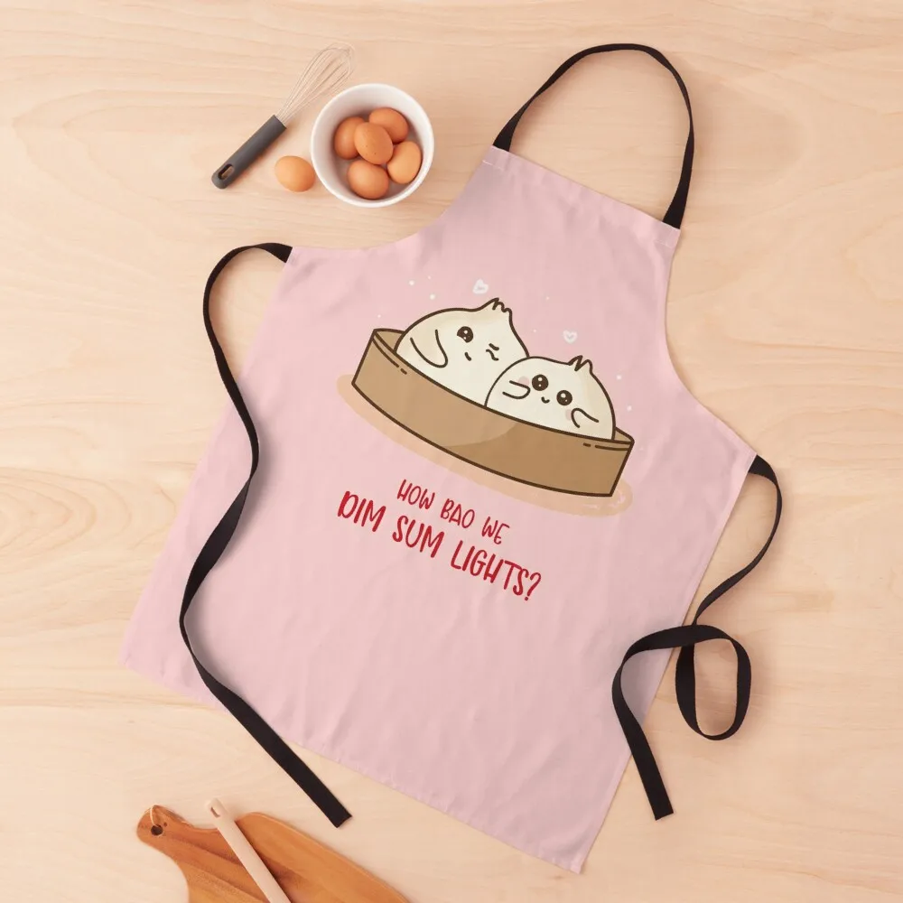 

How Bao Dim Sum Lights Asian Food Pun, Love Cute Kawaii Valentines Gift for her, for him, Anniversary Apron Manicurists Apron