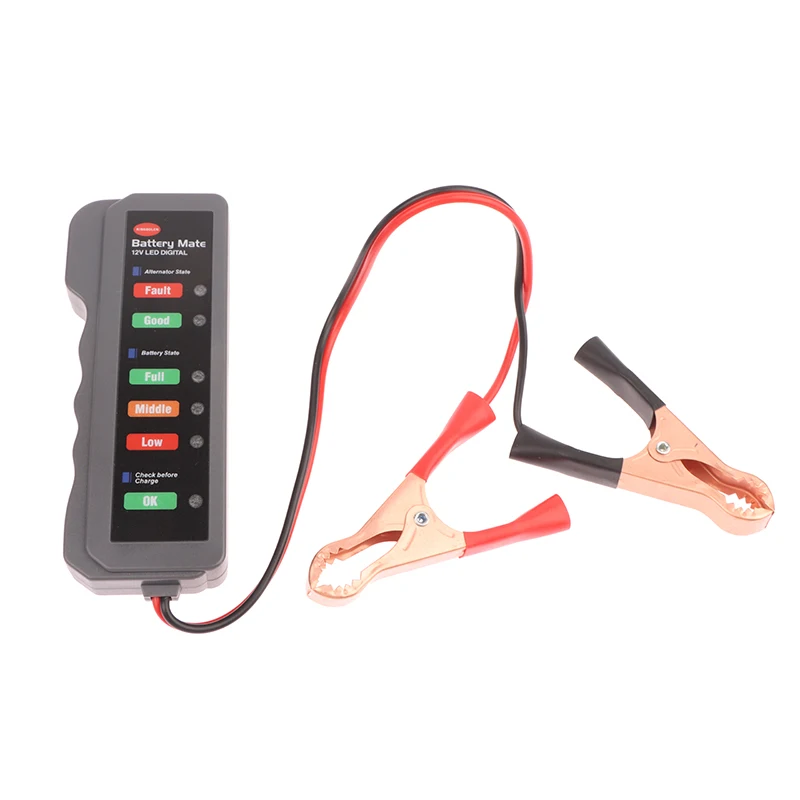 12V Auto Battery Tester Digital Car Battery Monitor Portable Vehicle Battery Testing Device 6 LED Display For Automotive Vehicle