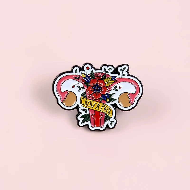 Feminism Enamel Pin Custom Flowers Uterus Womb Brooches for Shirt Lapel Backpack Banner Badge Feminist Jewelry Gift for Friends