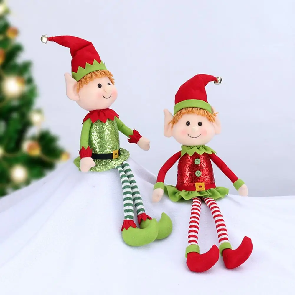 65CM Christmas Elf Doll Decoration Handmade Adorable Elf Ornament Desktop Decoration Colorful Long Legged Plush Toy Ornament