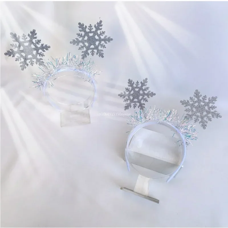 White Snowflake Sequin Decorative Hair Hoop Christmas Headbands Stage Performance Props and Hair Accessories 머리띠