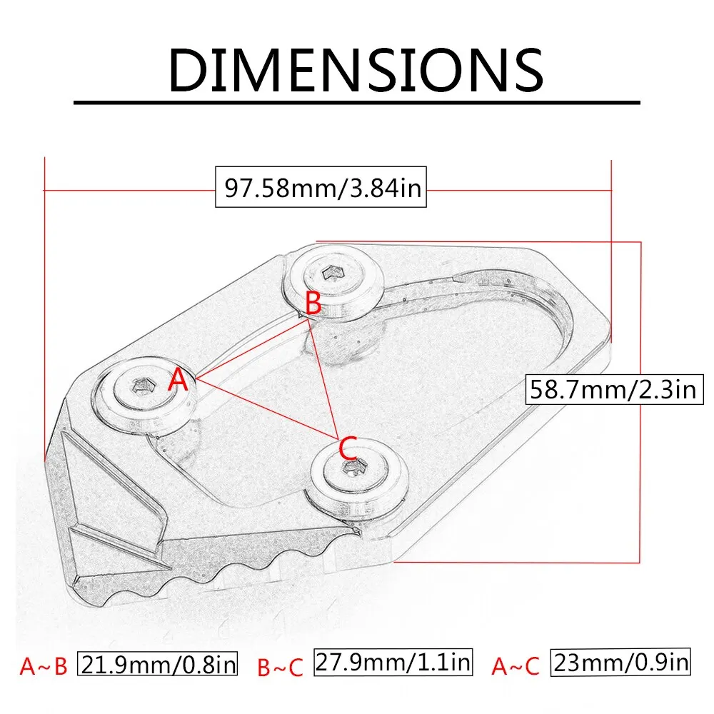 CNC สําหรับ Yamaha MT03 2015 2016 2017 2018 2019 อุปกรณ์เสริมรถจักรยานยนต์ Side Stand Enlarger Pads สนับสนุน Extension Side Brace Assist