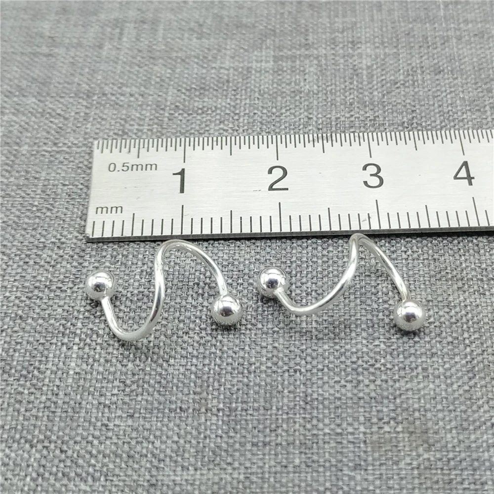 4prs Sterling Silver S Shape Ear Wires w/ Threaded Ball End 925 Silver Twist Wire Screw Earring