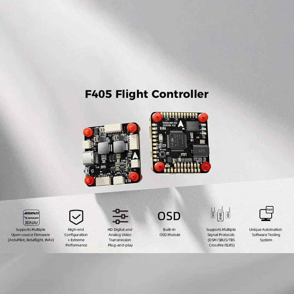Контроллер полета Radiolink F405 и встроенный OSD 55A ESC Betaflight/INAV для 2-6-осевого квадрокоптера SBUS/CRSF/ELRS