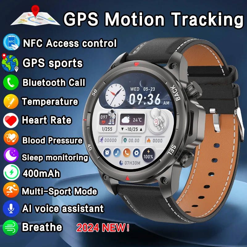 

2024 New For Huawei Xiaomi Compass Smart Watch Men AMOLED HD Bluetooth Call Heart Rate Blood Pressure Waterproof Smart Watch