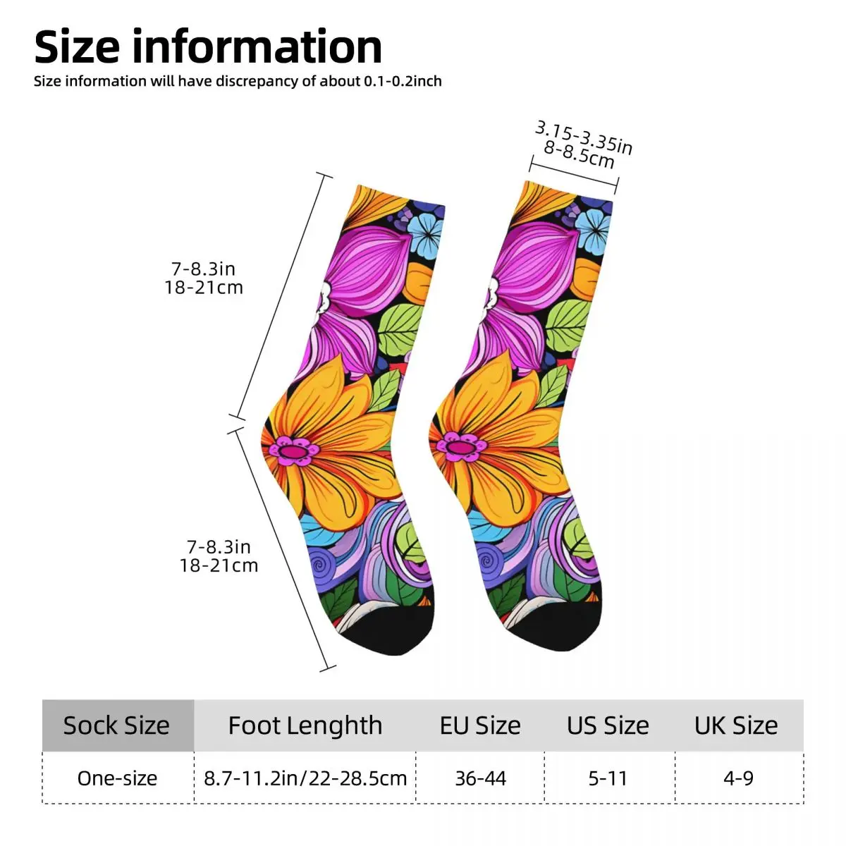 Coloristic Flowers Kawaii Socks Travel Cartoon Pattern Socks