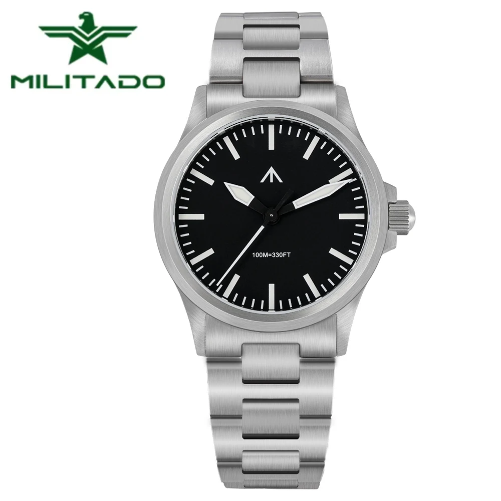 Militado  ML18 36mm Men Watch VH31 Quartz Movement Watches Luminous Sapphire Double Domed Crystal Waterproof Vintage Wristwatch