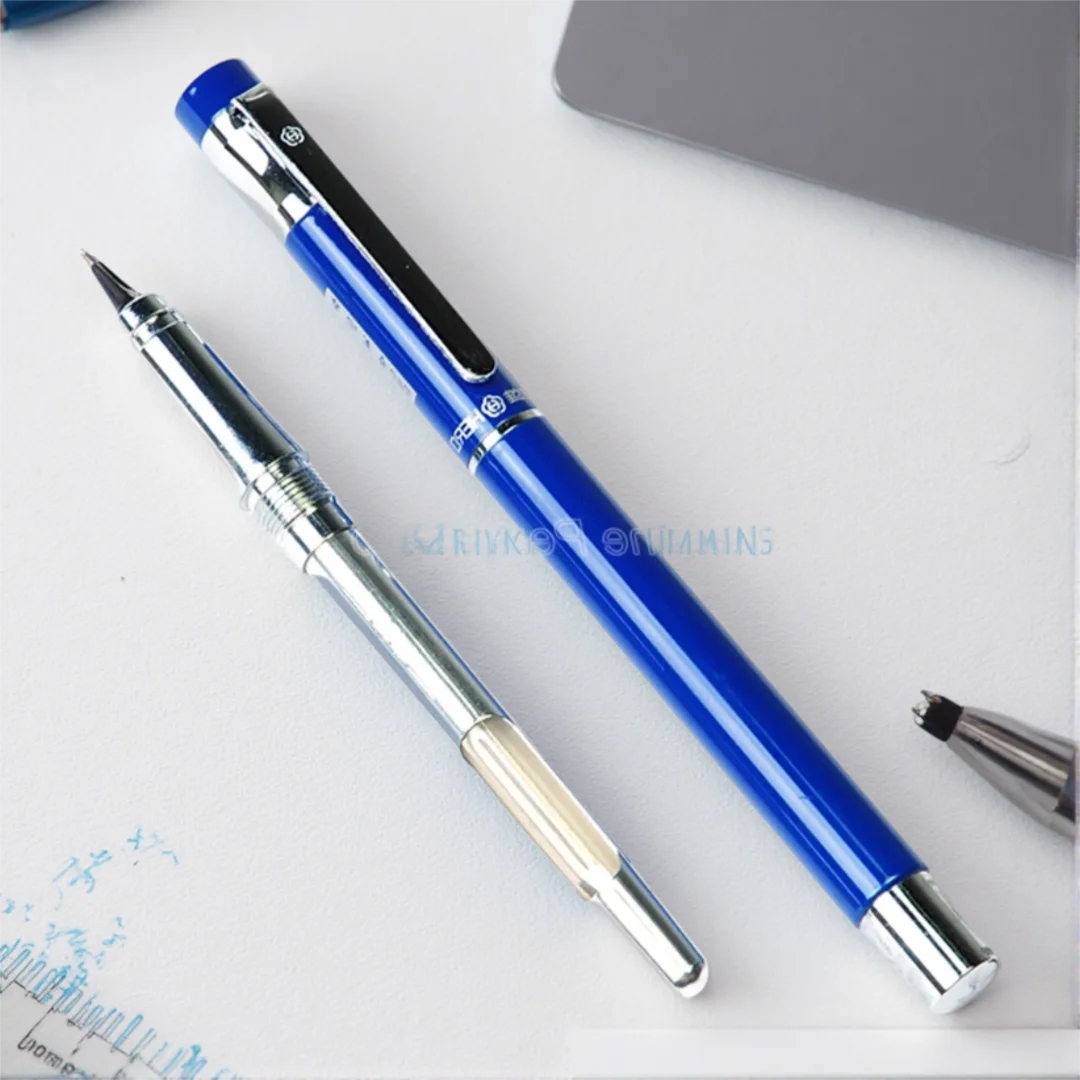 

Hero High-end 360 Degree Fountain Pen Blue Barrel 0.5mm Iridium Fine Nib Office School Writing Gift Pen Accessory