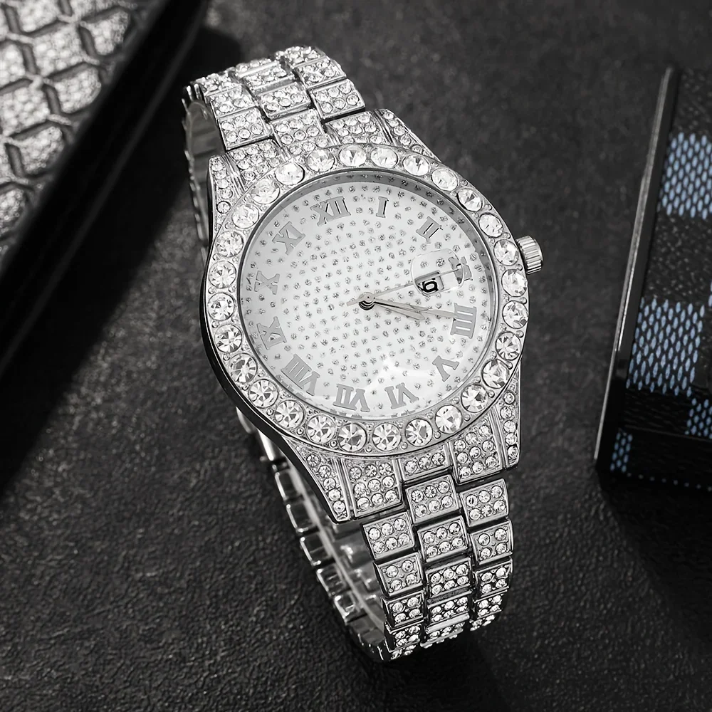 3 pz/set, Set di accessori per orologi e strass da uomo in stile puntatore alla moda, regalo di festa