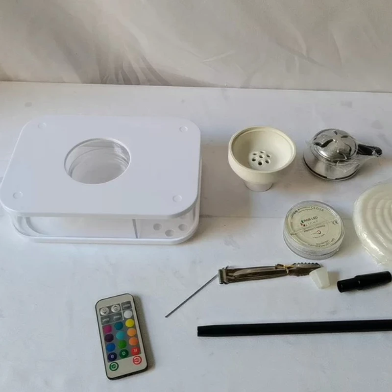 

Acrylic Hookah Set with Remote, Modern Home Hookah Kit Easy to Install,Complete Shisha Accessories for Indoor &Social Gatherings