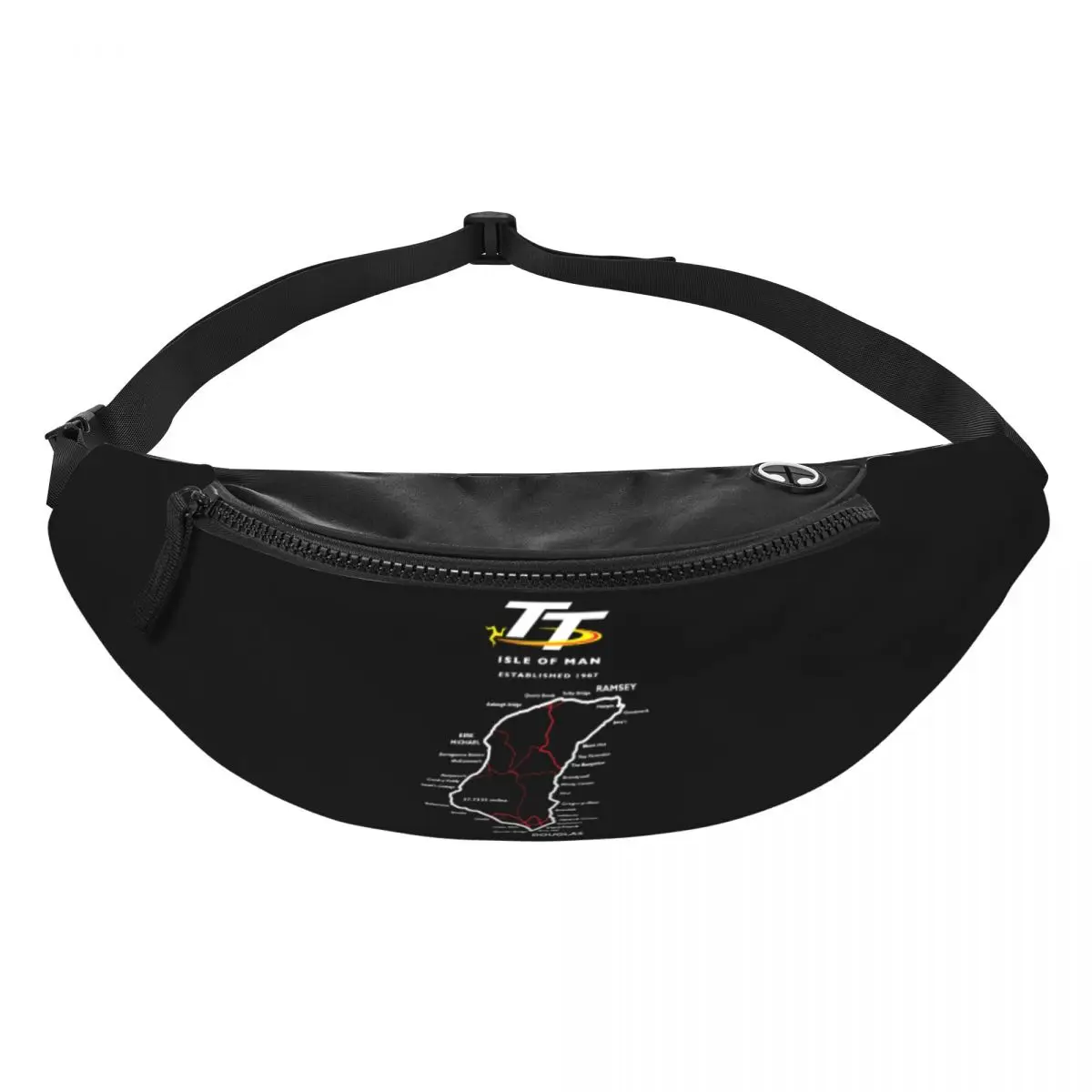 Casual Isle Of Man TT Mountain Course Fanny Pack Women Men Crossbody Waist Bag for Travel Cycling Phone Money Pouch