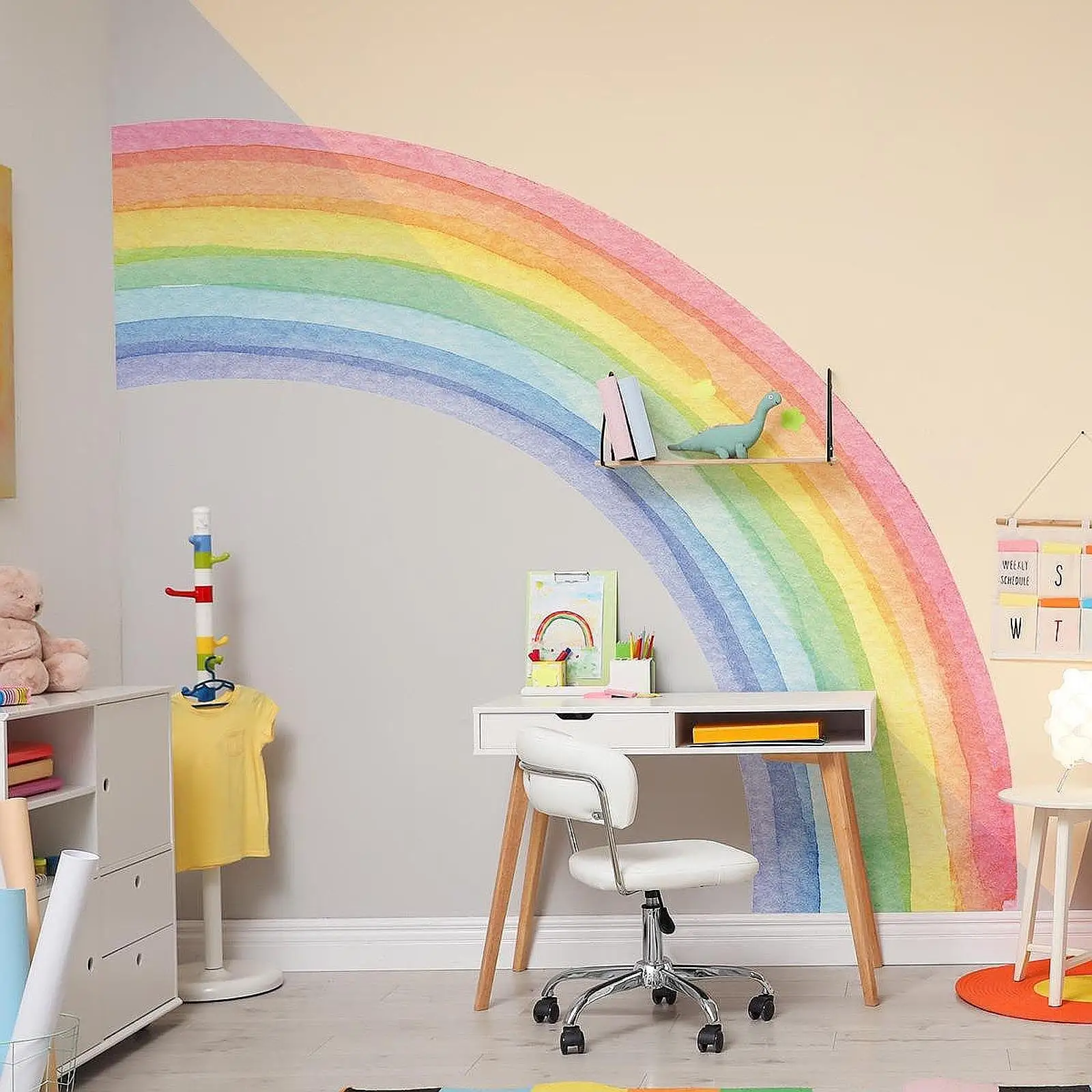 

DIY Watercolor Rainbow Wall Sticker Mural Set 64x56inch Colorful Decorative Wall
