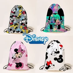 Disney Drawstring Bags Mickey Mouse Children's Cartoon Backpack Large Capacity Storage Bag for Kids Cotton School Bags