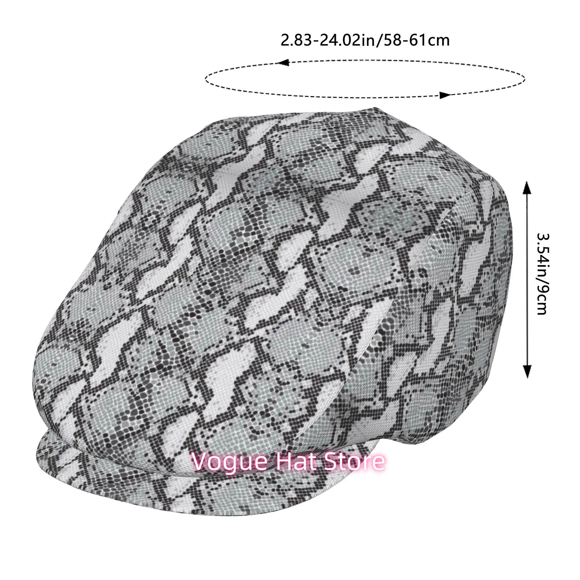 1pc Monochromatic Snake Skin Design for all-Over Printed Beret, Retro Newsboy Cap, Unisex, a Must-Have Fashion Accessory for Out