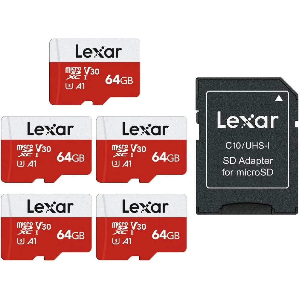64GB Micro SD Card 5-Pack, High-Speed microSDXC UHS-I, 100MB/s, Full HD & 4K UHD Support