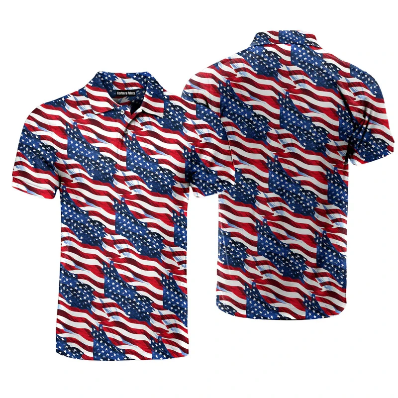 Colorful Print Donuts Ice Cream Funny Polo Shirts Full Over Print American Flag Fashion Golf Shirts Outdoor Casual Fashion New