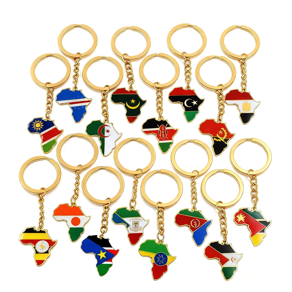 سلسلة مفاتيح خريطة أفريقية للنساء والرجال سييرا ليون نيجيريا تونس المغرب السودان بوروندي الكونغو تشاد رواندا كوت Dlvoire كيرينغ # ك0001