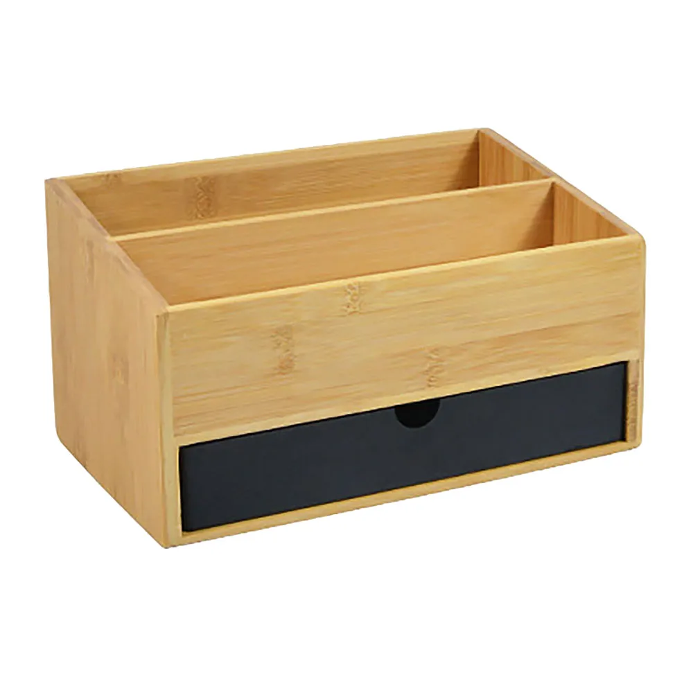 Bamboo Separate Cosmetic Drawer Storage Box Desk Organiser Office Storage Box Desktop Jewelry Skin Care Rack Black S