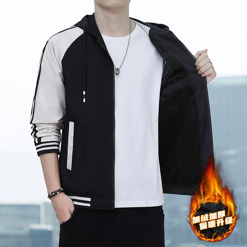 

Autumn Winter Windbreaker Male Casual Jackets Hooded Hiking Camping Coat Casual Baseball Jacket Fishing Outerwear Man Clothes