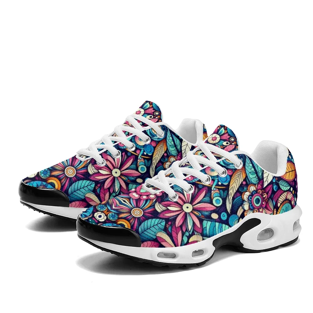 

Floral graffiti style casual air-cushioned shoes, breathable mesh upper, suitable for both men and women