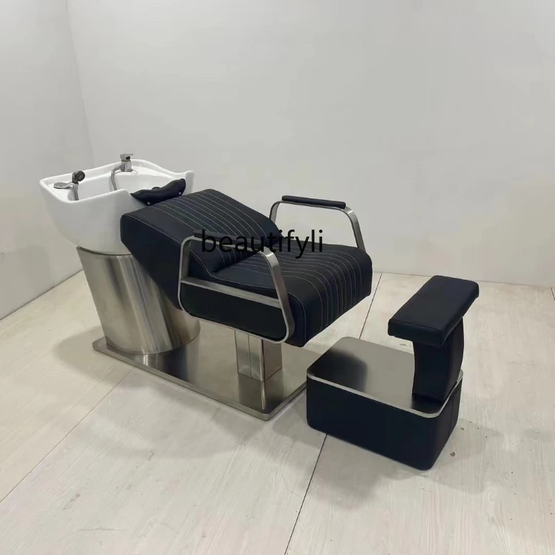 Japanese Silicone Pillow Hair Salon Barber Shop Lying Half Shampoo Chair Flushing Bed High-End for Hair Salon