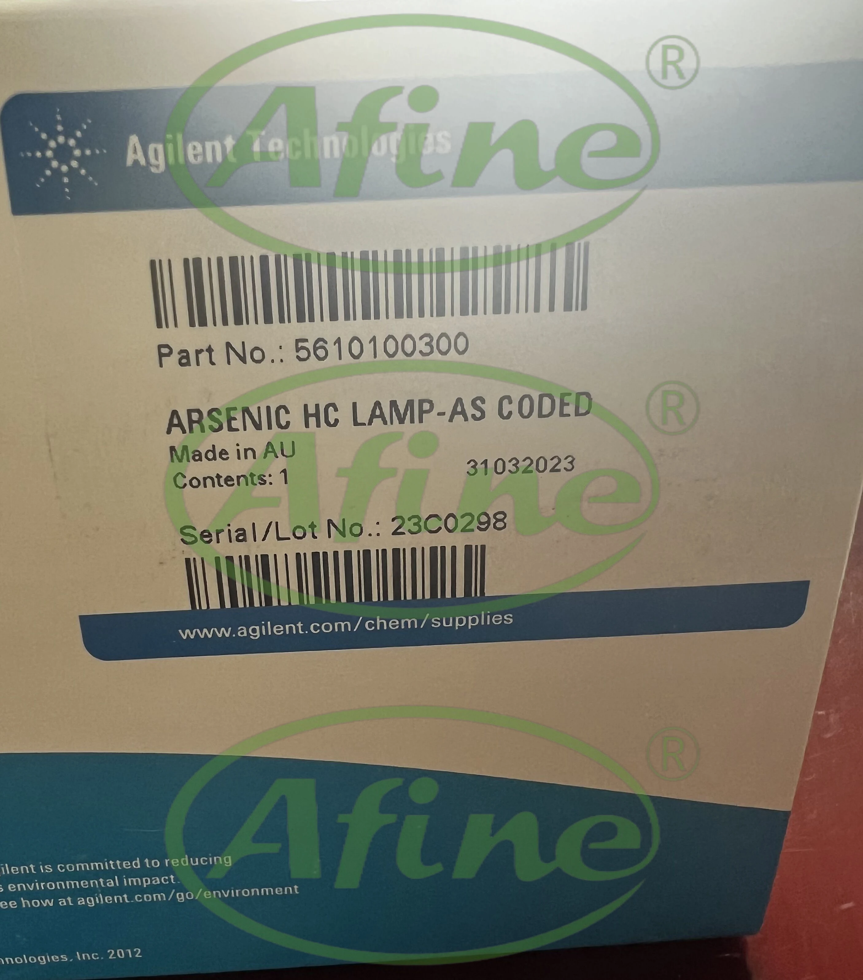 AFINE Agilent 5610100300 الزرنيخ (As) مشفر بعنصر واحد مصباح كاثود مجوف