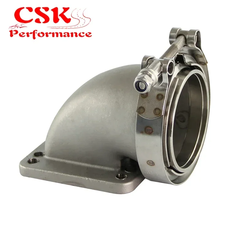 

3" Vband 76mm 90 Degree Steel Cast Elbow Adapter Flange For T3 T4 Turbo+Clamps