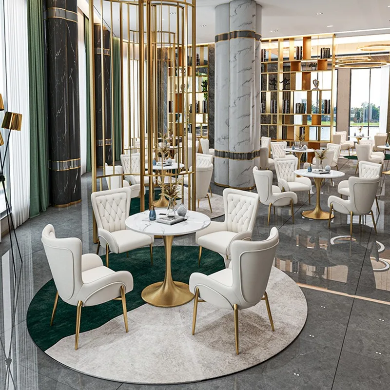 مطعم فاخر خفيف غير رسمي طاولة مستديرة الإنترنت المشاهير الحليب الشاي مقهى طاولة واحدة أربعة كراسي المبيعات #3