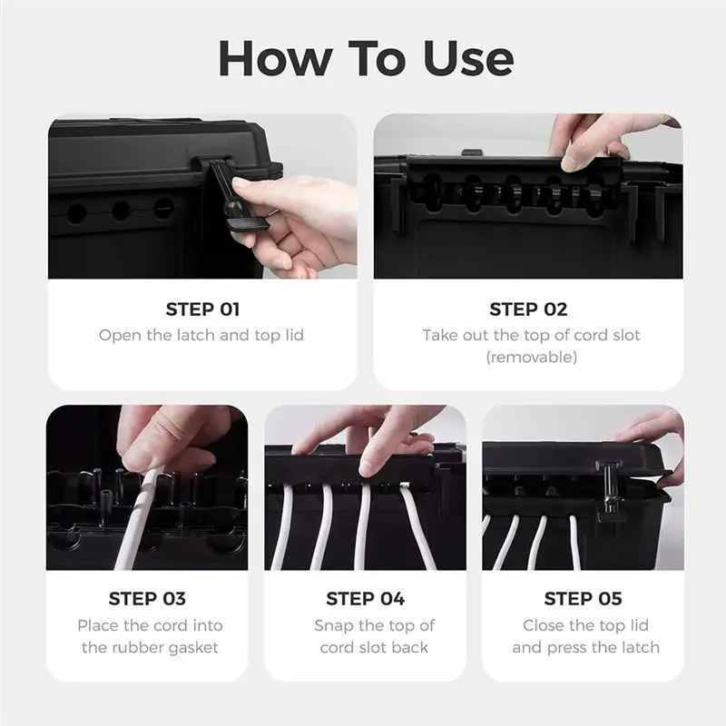 DT39 Outdoor for Weatherproof Connection Box, IP54 Water-Resistant Extension Cord Box, Heavy Duty Electrical Box Black
