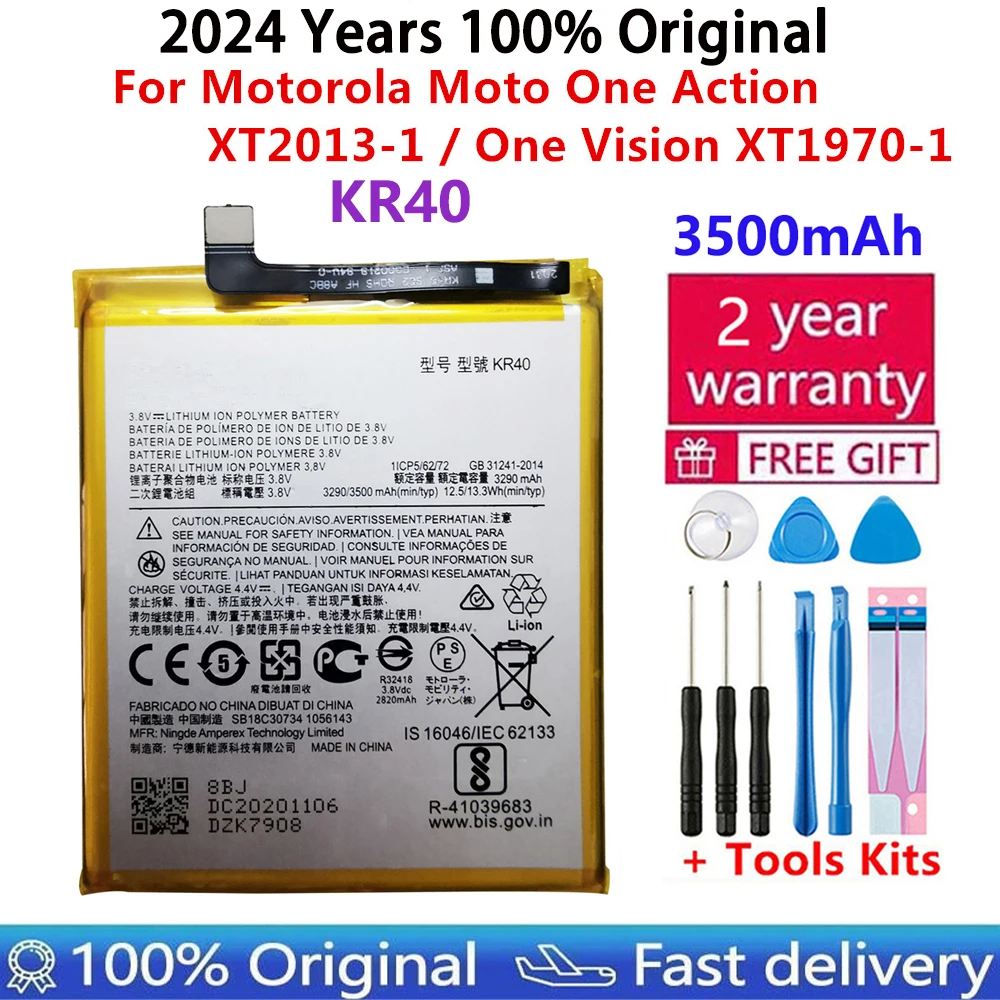 100% Original New 3500mAh KR40 Mobile Phone Replacement Battery For Motorola Moto One Action XT2013-1 / One Vision XT1970-1