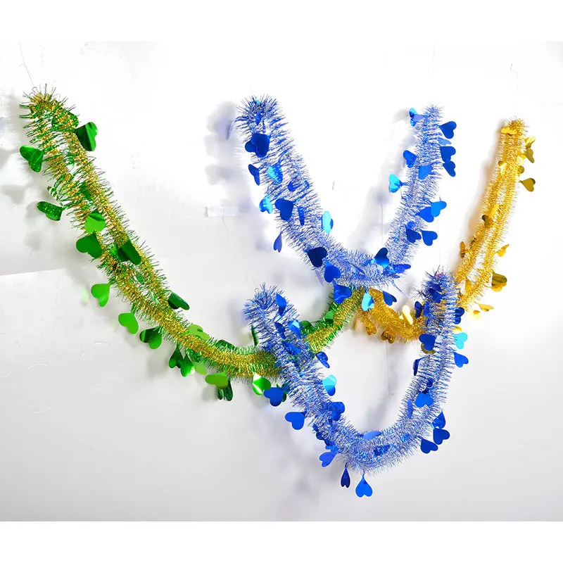 

2 м гирлянда с мишурой в форме сердца, праздничное украшение «сделай сам», реквизит для фотографий, металлическая гирлянда на день Святого Валентина, подвесной декор для свадьбы, дня рождения