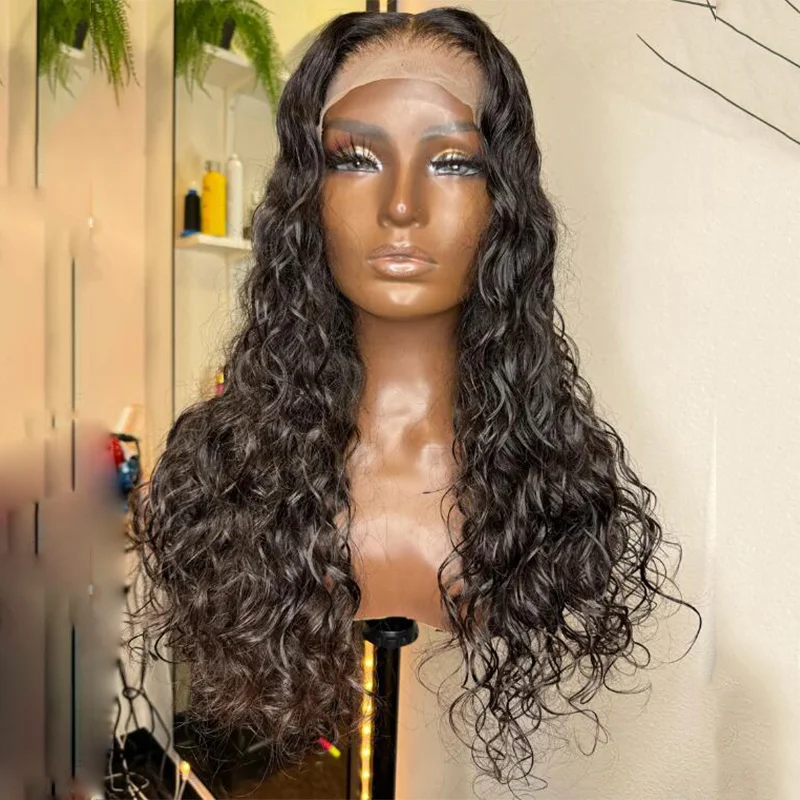 

26Inch 180%Density Glueless Kinky Curly Lace Front Wig Black Color For Black Women With Baby Hair Heat Temperature Daily