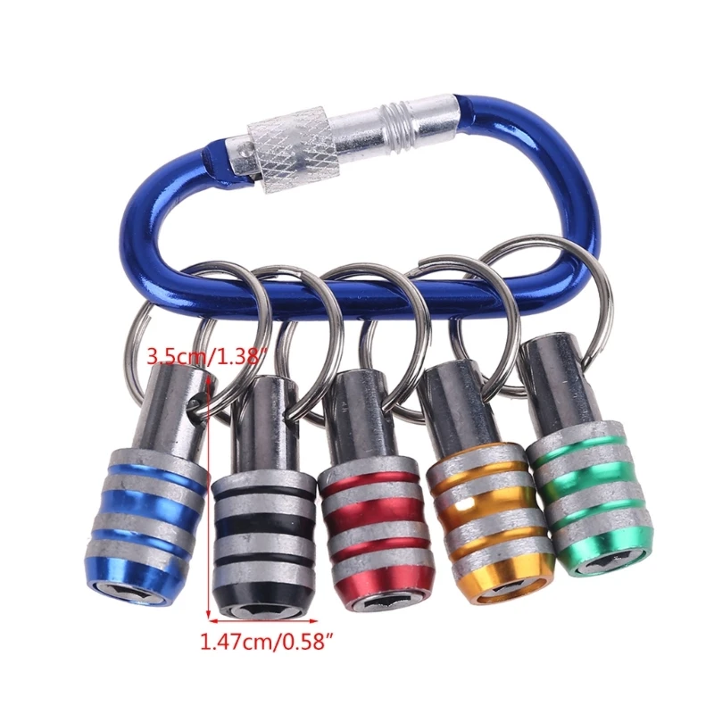 K1KA 5pcs 1/4 Inch Shank Keychain Extension Bar Screwdriver Bits Holder Socket Adapter Drill Bit Screw Adapter