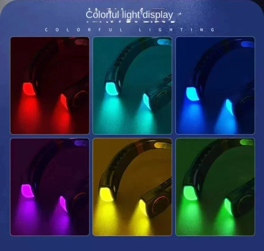 6000 مللي أمبير مروحة الرقبة صغيرة محمولة خالية من الشفرة مروحة الرقبة الصامتة USB قابلة للشحن 5 سرعات كتم مراوح تبريد الرقبة الكهربائية اللاسلكية