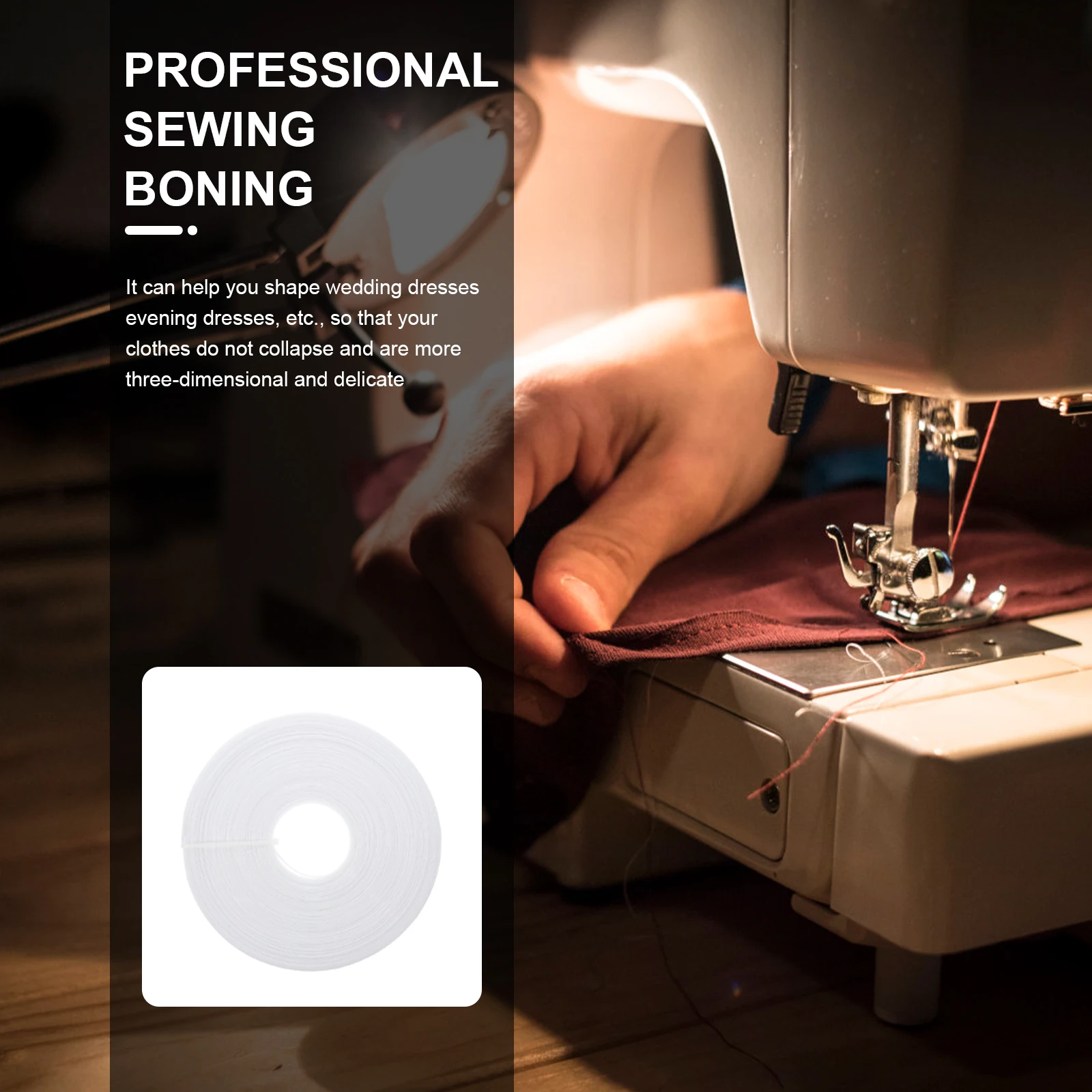 

White Polyester Boning Roll 40m Shaping Strip Wedding Dress Making Sewing DIY Accessories Cuttable Household Multi Function