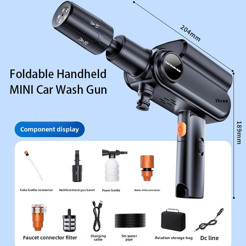 ZK Automotive Cleaning Washer Machine Foldable Brushless High Pressure Car Wash Gun Electric Garden Watering Washing Spray Gun