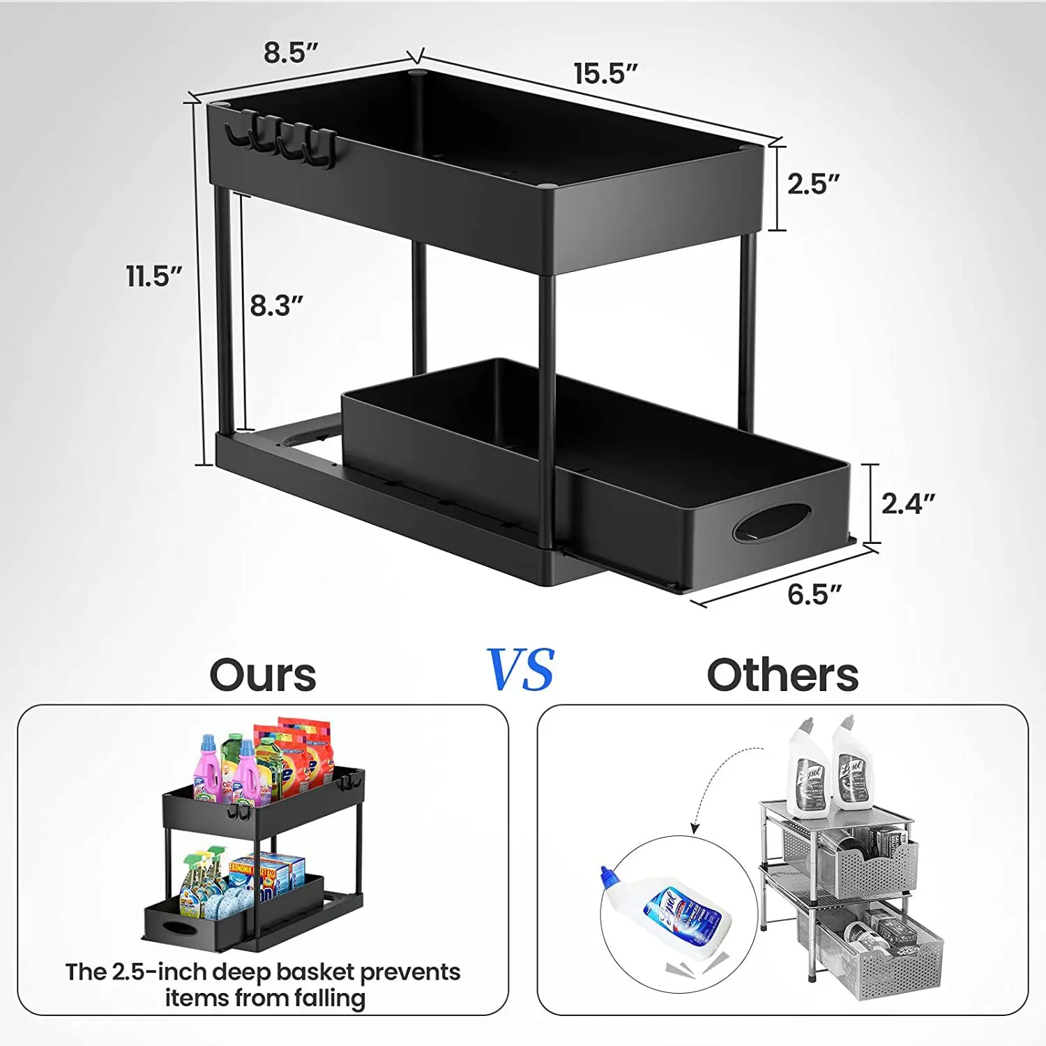 Under Sink Organizer 2 Tier Bathroom Organizer Bath Collection Baskets Under Sink Drawer Storage Shelves For Bathroom Accessory