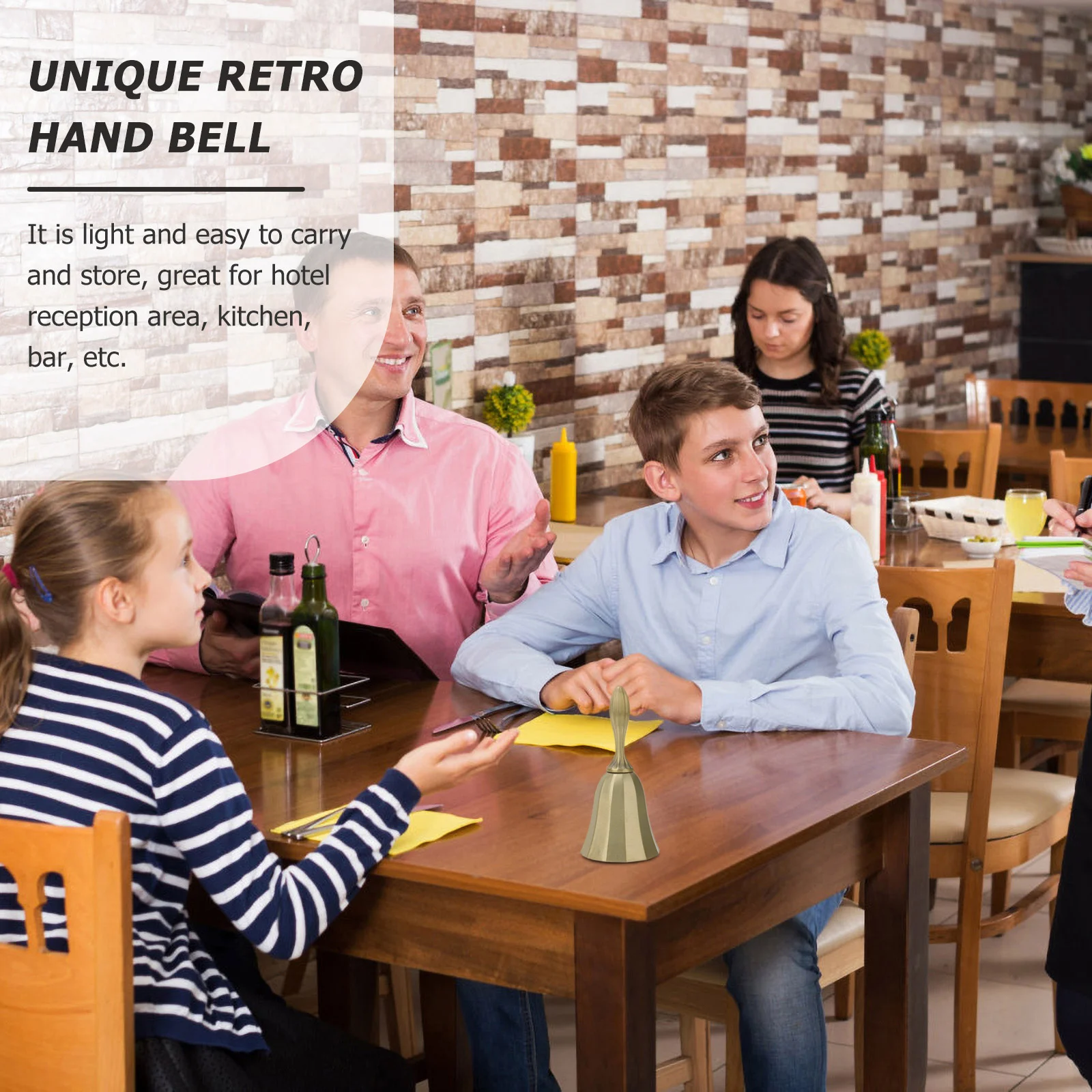 1pc Alloy Dining Table Vintage Metal Service Bell For Restaurant Bar Kitchen Reception Zinc Craft Golden Decorative Desktop