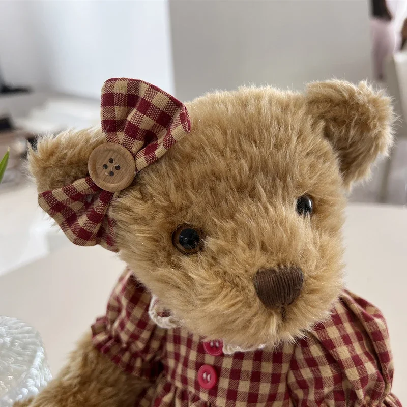 Cute Teddy Bear Plush Toys with Flower Basket Stuffed Animal Plush Joint Teddy Bear Doll Joints Can Move Toys Christmas Gift