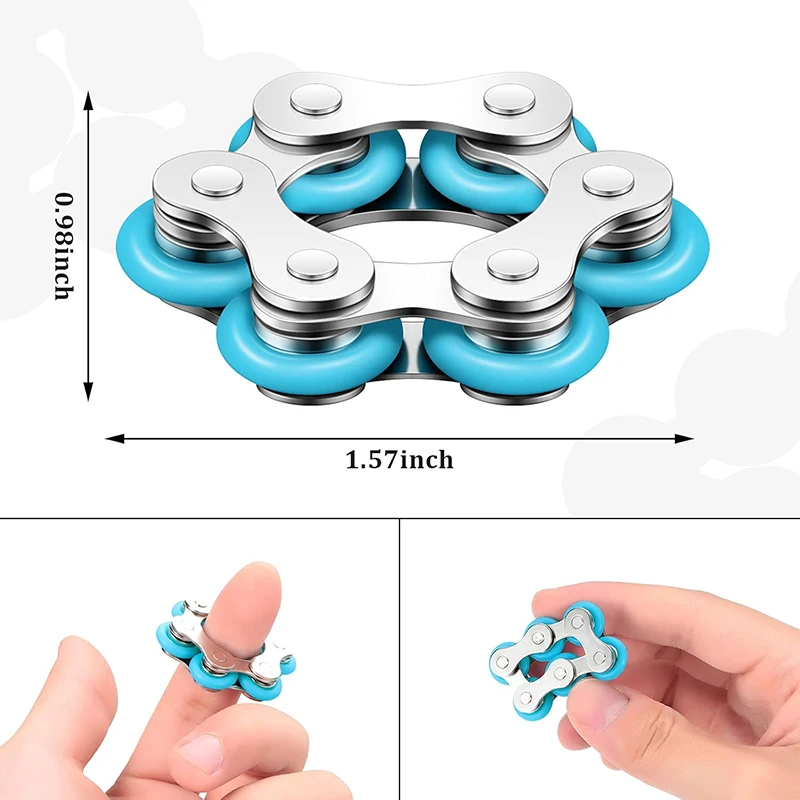 2PCS Flippy Roller Chain Fidget Speelgoed Vinger Spinner Ringen Kalmerende Stress Angst ADHD Autisme Cool Gadgets Voor Volwassenen Kinderen