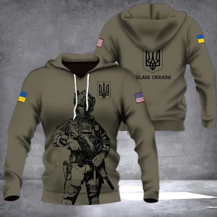 New Ukrainian national emblem Canada Flag Camo printed hoodies 3D Men Women casual pullover military hooded Sweatshirt clothing