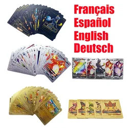 Cartas de Pokémon arcoíris para niños, colección de cartas Vmax GX, entrenador de batalla, español, alemán, inglés, francés, regalos de Juguetes