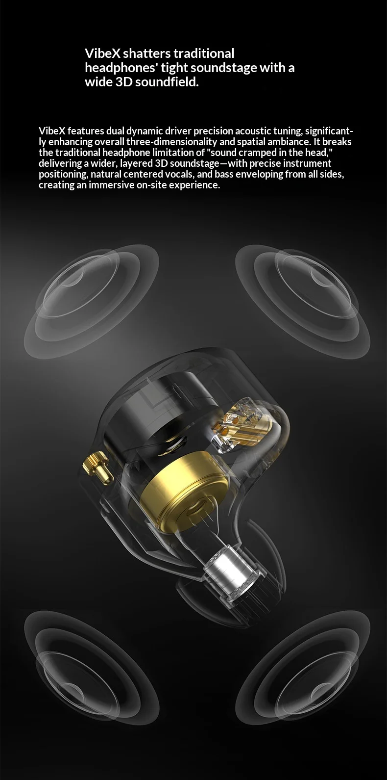 KZ Vibe X HIFI In-Ear-Monitor-Kopfhörer, 13-mm-Treiber, tiefer Bass, kabelgebundene IEM-Ohrhörer, Geräuschisolierung für Musik und Gaming. – Detail 7